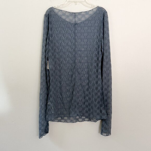 Free People Intimately / Blue lace Long Sleeve From Me to You Sheer Top M NWT - Picture 6 of 6